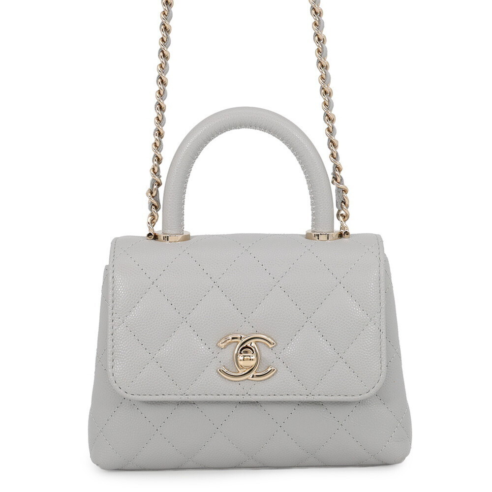Chanel Matelassé Mini Handbag with Coco Handle, Caviar Skin, AP4244, 2-way Ch...